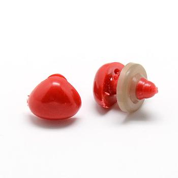 Craft Plastic Doll Noses, Safety Noses, Red, 13x18mm, Pin: 6mm