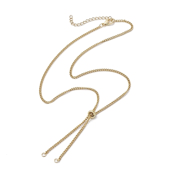 Adjustable 304 Stainless Steel Curb Chains Necklaces Making, with Slide Stopper Beads and Lobster Claw Clasps, Golden, 20.47 inch(52cm), Inner Diameter: 0.12 inch(0.3cm)