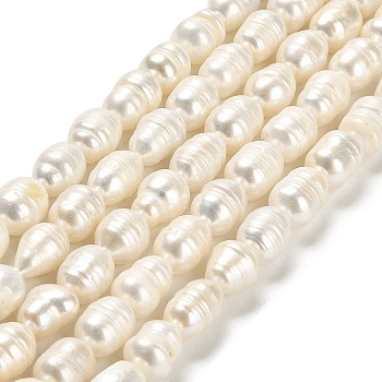 Natural Cultured Freshwater Pearl Beads Strands, Rice, Grade AB, Floral White, 10~10.5x8~9mm, Hole: 0.5mm, about 30~31pcs/strand, 13.39 inch(34cm)