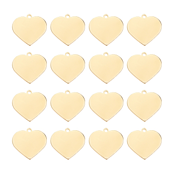 BENECREAT Brass Pendants, Stamping Blank Tag, Heart, Golden, 18.5x20x1mm, Hole: 1.5mm, 30pcs/box