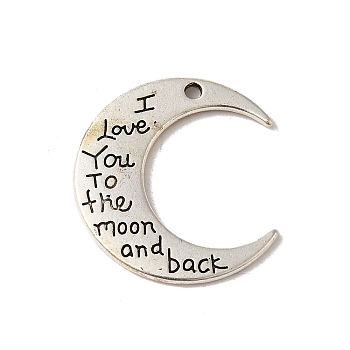 Tibetan Style Alloy Pendant, Cadmium Free & Lead Free, Moon, Antique Silver, 28.5x26.5x2mm, Hole: 1.8mm