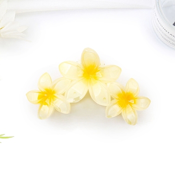 Flower Plastic Claw Hair Clips, Hair Accessories for Women & Girls, Yellow, 107.5x65x61mm