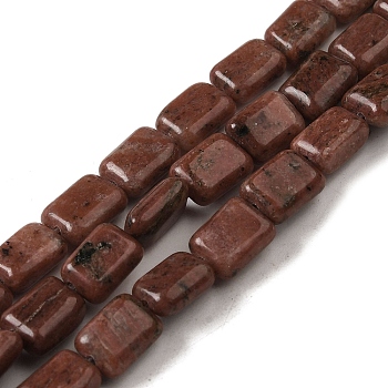 Natural Red Sesame Jasper Beads Strands, Rectangle, 8~9x6.5~7x4mm, Hole: 0.8mm, about 45pcs/strand, 15.16 inch(38.5cm)