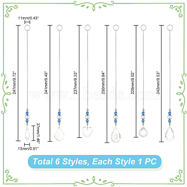 Ahadermaker 6 個 6 スタイル透明ガラスペンダント装飾(HJEW-GA0001-43)-2
