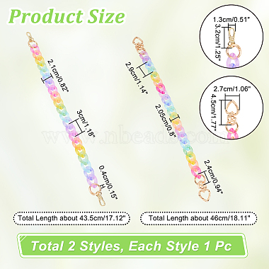WADORN 2Pcs 2 Style Rainbow Color Transparent Acrylic Curb Chain Bag Handles(AJEW-WR0001-66)-2