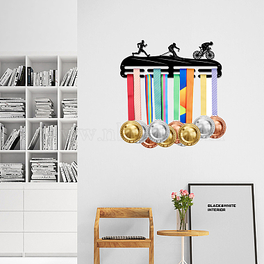 Running & Skiing & Cycling Theme Iron Medal Hanger Holder Display Wall Rack(ODIS-WH0021-705)-6