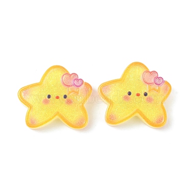 Yellow Star Resin Cabochons