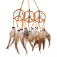 Chicken Feather Handmade Woven Net/Web with Feather Big Pendants(AJEW-S080-003)-2