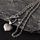 Valentine's Day Heart 304 Stainless Steel Lariat Necklaces(NJEW-JN01484)-1