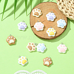 12Pcs 6 Colors Opaque Resin Pendants, with Platinum Plated Iron Loops, Cat Claw Charm, Mixed Color, 20.5x19x6.5mm, Hole: 2mm, 2pcs/color(RESI-YW0003-44)