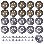 20Pcs 2 Colors Alloy Rivets, Semi-Tublar Rivet, Flat Round, Texas Star, Mixed Color, 28.5x6mm, Hole: 2.5mm, 10pcs/color(DIY-CA0007-29)