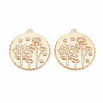 Brass Micro Pave Clear Cubic Zirconia Pendants, Nickel Free, Heart with Louts, Real 18K Gold Plated, 23x21x2mm, Hole: 1.5mm(KK-S364-191)