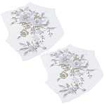 2Pcs 3D Flower Beading Polyster Embroidery Ornaments Accessories, Lace Sequins Clothing Sew on Patches, Suitable for Wedding Dress, Performance Clothes, Lavender, 252x340x7mm(DIY-CY0003-64A)