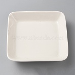 Square Porcelain Jewelry Plate, Storage Tray for Rings, Necklaces, Earring, White, 115.5x115.5x25.5mm, Inner Diameter: 87.5x87.5mm(AJEW-WH0033-92B)