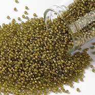 TOHO Round Seed Beads, Japanese Seed Beads, (246) Inside Color Luster Black Diamond/Opaque Yellow Lined, 15/0, 1.5mm, Hole: 0.7mm, about 15000pcs/50g(SEED-XTR15-0246)