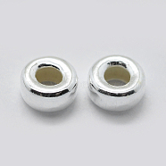 925 Sterling Silver Spacer Beads, Rondelle, Silver, 5x3mm, Hole: 2.5mm, about 30pcs/5g(STER-K171-39S-01)