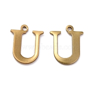304 Stainless Steel Alphabet Charms, Antique Bronze, Letter.U, 12x9.5x1mm, Hole: 1mm(STAS-H122-U-AB)