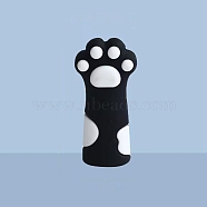 Cute Cat Paw Print Silicone Pencil Cap, Stationery Protective Cover, School Supplies, Black, 35x17mm(PW-WG85291-04)