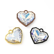 Glass Imitation Austrian Crystal Pendants, with Brass Findings, Heart, Mixed Color, 24x26x9mm, Hole: 3mm(KK-C246-16)