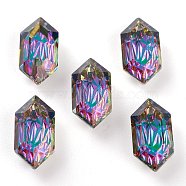 Embossed Glass Rhinestone Pendants, Bicone, Faceted, 13x6.5x4mm, Hole: 1.5mm(GLAA-J101-02A-001VO)