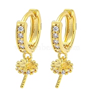 Brass Micro Pave Clear Cubic Zirconia Hoop Earring Findings, Ring, Real 18K Gold Plated, 17x5mm, Pin: 0.7mm(KK-G490-12G)
