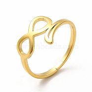 Ion Plating(IP) 304 Stainless Steel Hollow Out Infinity Finger Ring for Women, Real 18K Gold Plated, Inner Diameter: 17mm(RJEW-B027-14G)