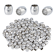 304 Stainless Steel European Beads, Barrel Large Hole Beads, Stainless Steel Color, 6x6mm, Hole: 4mm, 100pcs/box(STAS-DC0015-66)