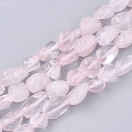 Natural Rose Quartz Beads Strands, Nuggets, Tumbled Stone, 5~11x5~8x3~6mm, Hole: 0.8mm, about: 52~56pcs/Strand, 15.94 inch(40.5cm)(G-S363-059)