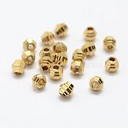 Brass Beads, Nickel Free, Raw(Unplated), 5.5x5.5mm, Hole: 2mm(KK-P095-43)