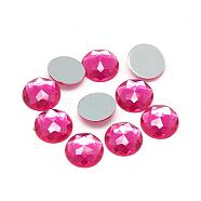 Acrylic Rhinestone Flat Back Cabochons, Faceted, Bottom Silver Plated, Half Round/Dome, Camellia, 8x3mm(GACR-Q008-8mm-10)