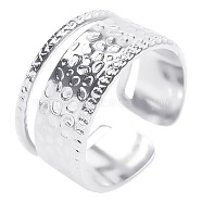 Titanium Steel Open Cuff Rings, Wide Band Rings for Women Men, Stainless Steel Color(ME1293-1)