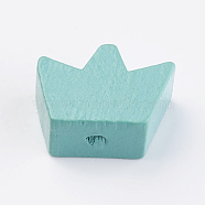 Natural Wood Beads, Dyed, Crown, Dark Cyan, 13x17x8mm, Hole: 2mm, about 806pcs/480g(WOOD-Q030-63B)