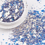 Laser Shining Nail Art Glitter, Manicure Sequins, DIY Sparkly Paillette Tips Nail, Lavender, 39x15.5mm(MRMJ-S015-002G)