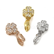 Rack Plating Brass Micro Pave Clear Cubic Zirconia Ice Pick Pinch Bails, Long-Lasting Plated, Lead Free & Cadmium Free, Flower, Mixed Color, 15.5x7x5mm, Hole: 2.5x2mm, Pin: 0.7mm(KK-K340-11)