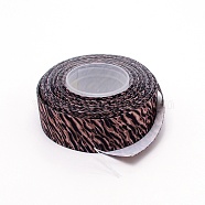 Polyester Ribbon, Leopard Print Theme Pattern, for Gift Wrapping, Floral Bows Crafts Decoration, Coconut Brown, 1 inch(25mm), about 10yards/roll(OCOR-TAC0009-22A-01)