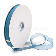 Organza Ribbons, Chiffon Satin Ribbon, for Gift Wrapping, Valentine's Day, Wedding, Birthday Party Decorate, Blue, 3/4 inch(20mm), about  200 yards/roll(182.88m/roll)(ORIB-G010-01J)