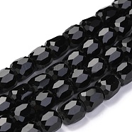 Electroplate Opaque Glass Beads, Faceted Barrel, Black, 10x10mm, Hole: 1mm(GLAA-F108-10A-09)