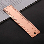12cm Durable Straight Brass Ruler, Metal Bookmark Measuring Tool, School Office Supplies, Rose Gold, 126x30x10mm(OFST-PW0014-28A)