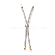 Nylon Twisted Cord Bracelet Making, Slider Bracelet Making, with Eco-Friendly Brass Findings, Round, Golden, Light Grey, 8.66~9.06 inch(22~23cm), Hole: 2.8mm, Single Chain Length: about 4.33~4.53 inch(11~11.5cm)(MAK-M025-147)