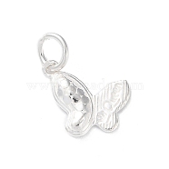 925 Sterling Silver Insect Charms, with Jump Rings, Silver Color, Butterfly, 11.5x12.5x2.3mm, Hole: 3.8mm(STER-E071-05S-02)