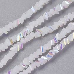 Imitation Jade Glass Beads Strands, Faceted, Triangle, AB Color Plated, White, 3~3.5x2~3x2~3mm, Hole: 0.7mm, about 176~180pcs/strand, 13.4~15.3 inch(34~39cm)(GLAA-F092-C05)