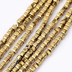 Electroplate Crystal Glass Faceted Cube Beads Strands, Full Plated, Golden Plated, 2x2x2mm, Hole: 1mm, about 101pcs/strand, 9 inch(EGLA-F013-A02)