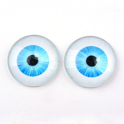 Glass Cabochons for DIY Projects, Half Round/Dome with Dragon Eye Pattern, Sky Blue, 10x3.5mm(GGLA-L025-10mm-02)