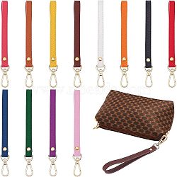 CHGCRAFT 12Pcs 12 Colors PU Leather Wrist Strap Keychains, with Light Gold Plated Alloy Swivel Clasps, Mixed Color, 19.2x1.2cm, 1pc/color(KEYC-CA0001-19)