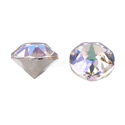 K9 Glass Rhinestone Cabochons, Pointed Back & Back Plated, Faceted, Diamond, Paradise Shine, 4.8~5x4mm(RGLA-G005-4.8mm-001PS)