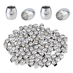 304 Stainless Steel European Beads, Barrel Large Hole Beads, Stainless Steel Color, 6x6mm, Hole: 4mm, 100pcs/box(STAS-DC0015-66)