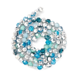 Electroplate Glass Beads Strands, Faceted(32 Facets), Half Silver Plated, Round, Medium Turquoise, 6x5mm, Hole: 1.4mm, about 100pcs/strand, 20.87''(53cm)(EGLA-YW0002-B02)