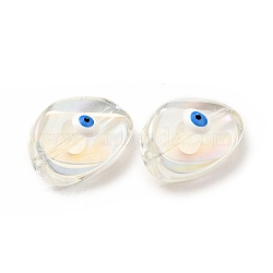 Transparent Glass Beads, with Enamel, Teardop with Evil Eye Pattern, White, 18.5x12.5x8mm, Hole: 1.2mm(GLAA-F121-04A)