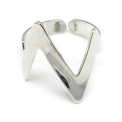 Initial Letter N Open Ring, Iron Cuff Ring for Women, Stainless Steel Color, US Size 4 1/4(15mm)(RJEW-S038-053-1)