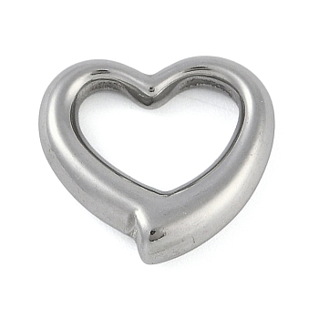 Anti-Tarnish 304 Stainless Steel Pendants, Heart Charm, Stainless Steel Color, 15x16.5x4mm